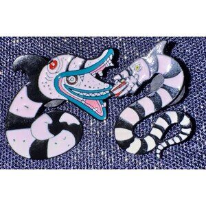 Set Of 2 Tim Burton's BEETLEJUICE Sandworm Enamel Pins